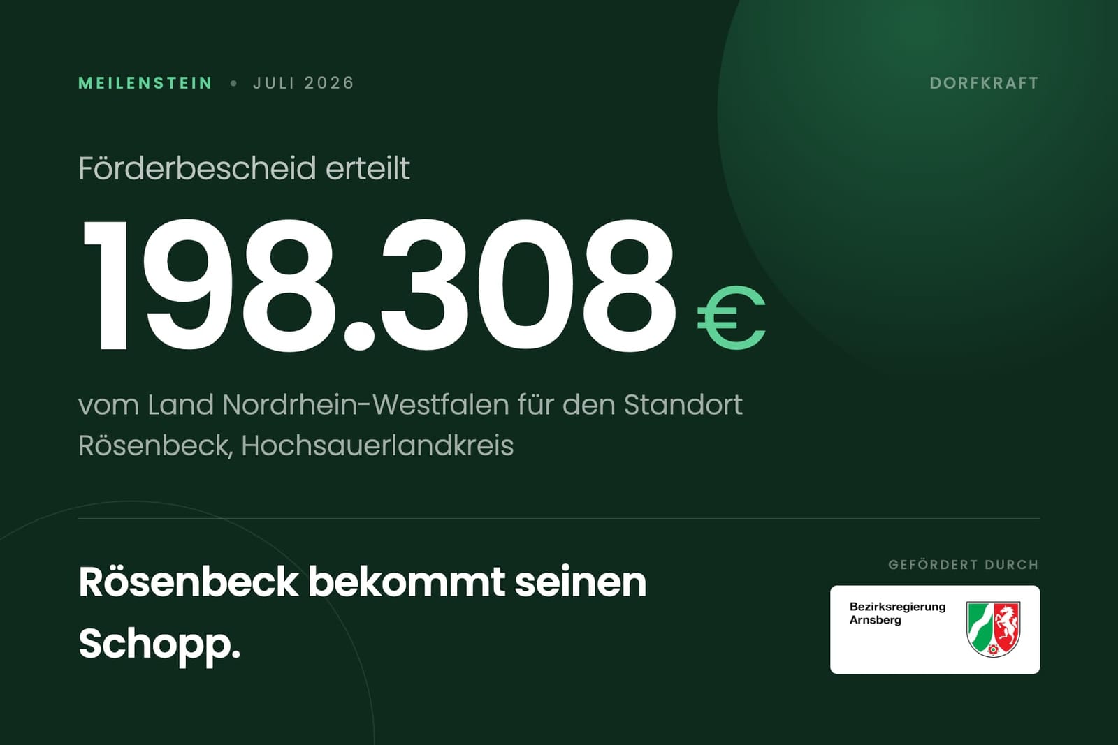 Förderbescheid für Rösenbeck: 198.308 € für den nächsten Schopp